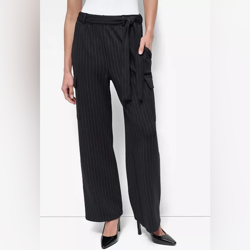 DKNY Pinstripe Women's Pants (Light Scuba) Wear to Work Comfort L/XL